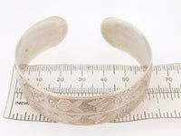 Sterling Engine Turned Cuff Bracelet with Roses and Butterflies (#J3968)
