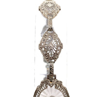 10k Gold Art Deco Genuine Natural Diamond Rock Crystal Filigree Bracelet #J5454