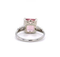 18k White Gold 5 Carat Asscher Cut Pink Genuine Natural Tourmaline Ring (#J5613)