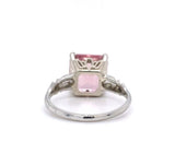 18k White Gold 5 Carat Asscher Cut Pink Genuine Natural Tourmaline Ring (#J5613)