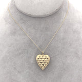 10k Yellow Gold Reversible Heart Locket w/ Quilted and Engraved Designs (#J6432)