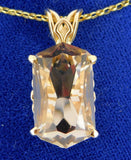 14k Gold Pendant with 11ct Champagne Genuine Natural Smoky Quartz (#J3978)