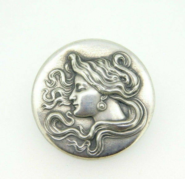 Foster and Bailey Art Nouveau Sterling Pin Figural Repoussed Woman (#J5012)