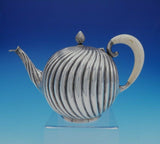 Austrian .800 Silver Tea Set 5-Piece with Swirled Design Made in Vienna (#3345)