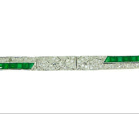 18k White Gold 3 Carat Genuine Natural Emerald and Diamond Bracelet (#J3323)