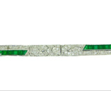 18k White Gold 3 Carat Genuine Natural Emerald and Diamond Bracelet (#J3323)