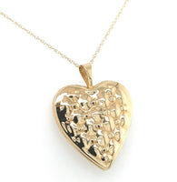 10k Yellow Gold Reversible Heart Locket w/ Quilted and Engraved Designs (#J6432)