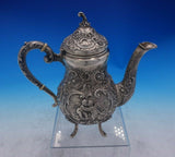 German .800 Silver Demitasse Tea Pot Winged Angels Cherubs Rococo Design (#3934)