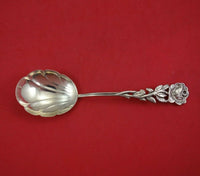 Norwegian Sterling Silver Jelly Spoon Shell Bowl w/ Rose and Stem Handle 6 1/4"