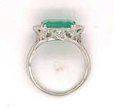 Filigree 18k Gold Art Deco 2.12 Carat Genuine Natural Emerald Ring (#J4843)