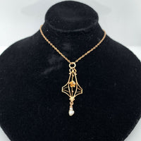 10k Yellow Gold Victorian Diamond Pendant Lavaliere (#J5460)