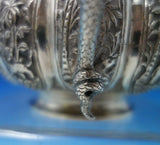 India Sterling Silver Tea Set 3pc w/Birds Cobra Handle Elephant Finial (#5477)