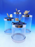 Butterfly Ginkgo by Michael Aram Glass and Nickelplate Canister Set 4 Piece New