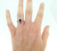 14k White Gold 1.39ct Grape Genuine Natural Garnet and Diamond Ring (#J5105)