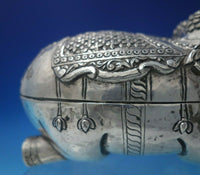 India Sterling Silver Tea Caddy Elephant Form with Chrysanthemums c.1950 (#5468)
