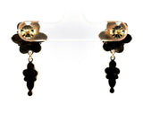 Genuine Natural Bohemian Garnet Rosette Dangle Earrings (#J5530)