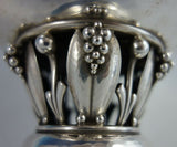 Georg Jensen Sterling Silver Bowl Footed with 3-D Leaves Applied Berries (#2788)