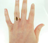 Victorian 10k Yellow Gold Genuine Natural Bohemian Three Garnet Ring (#J4518)