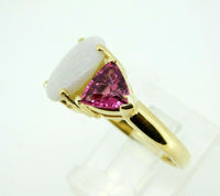 14k Yellow Gold Genuine Natural Opal and Pink Tourmaline Ring (#J4417)