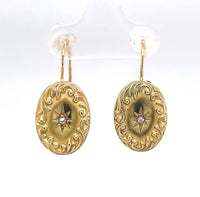 14k Yellow Gold Earrings with Rose Cut Genuine Natural Diamonds (#J6128)