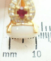 14k Yellow Gold Genuine Natural Opal Ruby and Diamond Ring (#J2650)