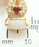 14k Yellow Gold Genuine Natural Opal Ruby and Diamond Ring (#J2650)