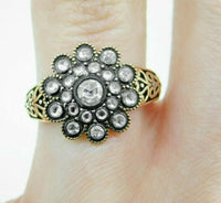 18k Yellow Gold Rosette .36ct Rose Cut Genuine Natural Diamond Ring (#J4522)