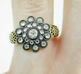 18k Yellow Gold Rosette .36ct Rose Cut Genuine Natural Diamond Ring (#J4522)
