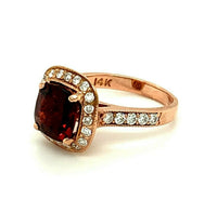 14k Rose Gold 2.46 Carat Genuine Natural Garnet and Diamond Ring (#J4794)