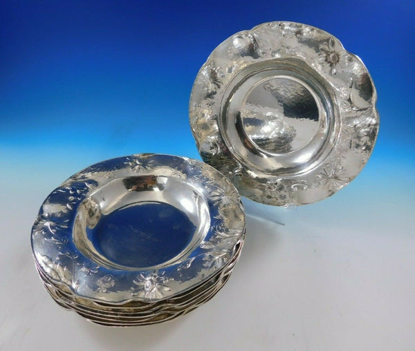 Martele by Gorham Sterling Silver Set of 9 Soup Bowls with Daisy Motif (#4660b)
