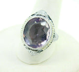 Art Deco 14k White Gold Filigree Amethyst Seed Pearl Ring (#J5007)