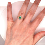 10k Yellow Gold Victorian Genuine Natural Emerald and Opal Ring (#J4823)