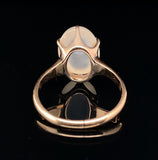 Victorian Large Oval Genuine Natural Moonstone 10K Yellow Gold Ring (#J6004)