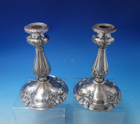Florentine by Gorham Sterling Silver Candlestick Pair #A246 7 1/4" x 6" (#5609)