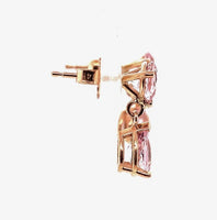 14k Rose Gold 2.24ct TW Pink Genuine Natural Morganite Drop Earrings (#J5718)