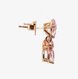 14k Rose Gold 2.24ct TW Pink Genuine Natural Morganite Drop Earrings (#J5718)