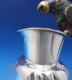 Taxco Mexican Silverplate Sugar and Creamer 2pc Set w/ Spoon 3-D Parrots (#7543)