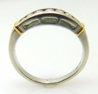 Platinum Genuine Natural Diamond Band with Yellow Gold Accents (#J735)