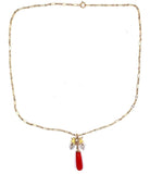 14k Yellow Gold Coral and Pearl Grape Victorian Pendant (#J5598)