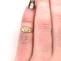 14k Gold Victorian Genuine Natural Diamond Baby Ring w/ Belcher Setting (#J5846)