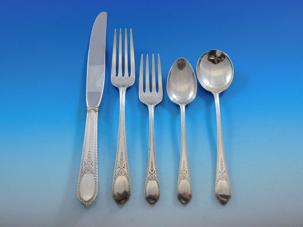 Early American Engraved by Lunt Sterling Silver Flatware Set 8 Service 46 pcs