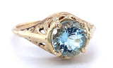 10k Yellow Gold Filigree 1.14ct Genuine Natural Aquamarine Ring (#J4354)