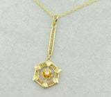 14k Gold Victorian Lavaliere Pendant with Genuine Natural Diamond (#J1916)
