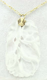 14K Gold Art Deco Carved Rock Crystal Necklace (#J2428)
