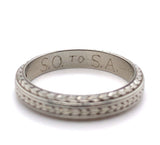 18k White Gold Men's Wedding Ring Chevron Band Jewelry Engraved 1926 (#J5731)