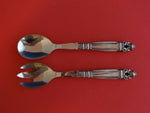 Acorn by Georg Jensen Sterling Silver Salad Serving Set 2pc with Steel 8 5/8"