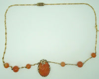 Carved Carnelian 14k Gold and Vermeil Necklace (#J2104)