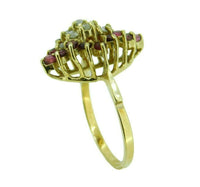 14k Yellow Gold Genuine Natural Ruby and Diamond Cocktail Ring (#J527)