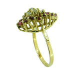 14k Yellow Gold Genuine Natural Ruby and Diamond Cocktail Ring (#J527)