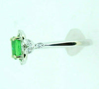 14k White Gold 1.05ct Tsavorite Genuine Natural Garnet and Diamond Ring (#J5127)